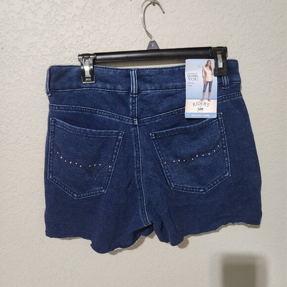 Riders Lee Shorts Womens SIze10 Blue Frayed Hem Mid Rise Stretch Denim Cut Off - Picture 3 of 16